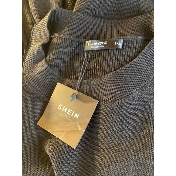 Shein Women's Plus Sz 1 XL Sleeveless Side Tie Black Sweater Coverup - Picture 7 of 13